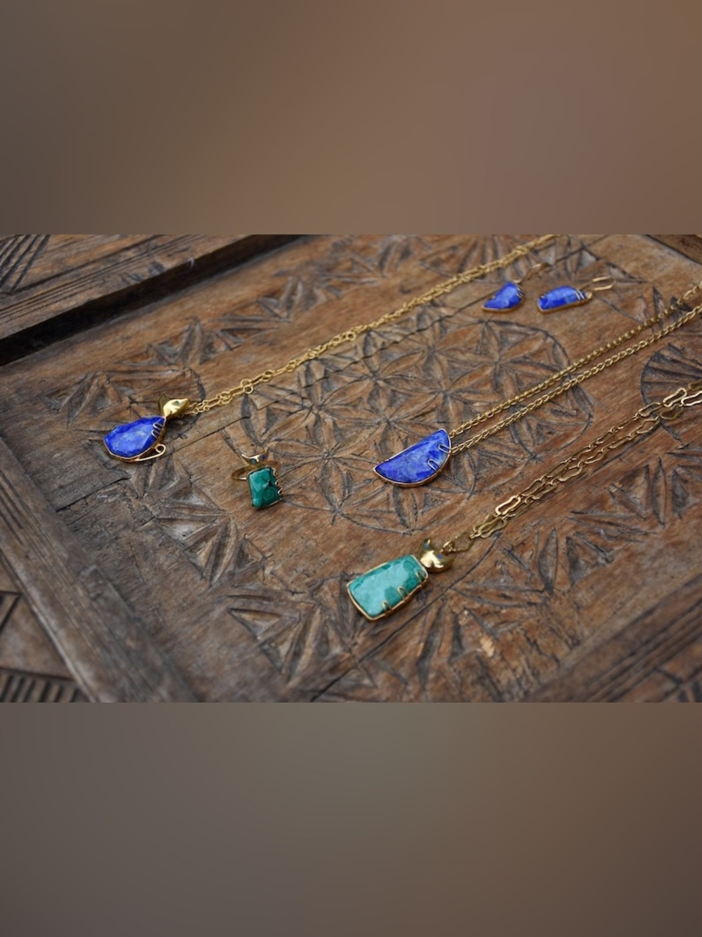 Handmade Afghan Lapis Lazuli Cat Pendant Necklace NWT - Picture 4 of 11